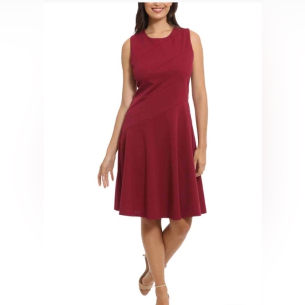 London Times Asymmetrical Detail Sleeveless Sheath Dress Size 14 Large New